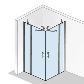 HSK Favorit Nova Eckeinstieg 4-teilig mit 2 Pendeltüren, Größe: 75 x 90 x 195 cm, Duschkabine: Alu-silbermatt: ESG klar
