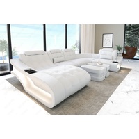 Sofa Dreams Wohnlandschaft Ledersofa Leder Couch Elegante U-Form Ledercouch, wahlweise mit Bettfunktion weiß