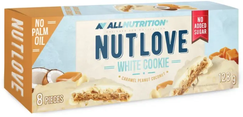 Allnutrition Nutlove Milky Cookie Kekse ohne Zuckerzusatz Geschmack Caramel Peanut Coconut 128 g