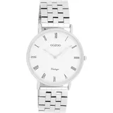Oozoo Armbanduhr Vintage Analog Edelstahl silber UOC20365 - Silber/Weiß