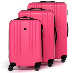 FERGÉ Kofferset 3 teilig Hartschale Marseille, Trolley 3er Koffer Set, Reisekoffer 4 Rollen, Premium Rollkoffer rosa