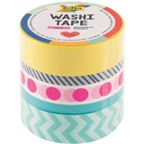 folia 26442 - Washi Tape, Neon pink, Klebeband aus Reispapier, 5er Set - ideal zum Verzieren und Dekorieren
