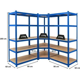 Proregal Eckregal Stahl 180x180x60cm Blau