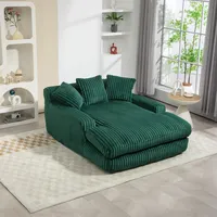 Ball & Cast Sofa Cord, Boneless Couch mit 3 weichen Kissen, Bequemes Cloud Sofa für Wohnzimmer und Wohnung, Smaragd, 1 Sitzplatz
