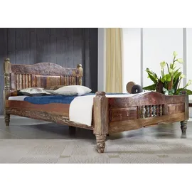 Massivmoebel24 Bett Altholz 180x200x100 mehrfarbig lackiert FABLE 13