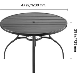 Vevor Gartentisch Ø 120 x 72,5 cm Schwarz