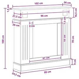 vidaXL Kaminumrandung Artisan-Eiche 102 x 26 x 100 cm Braun