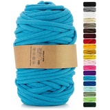 Netuno 1x Makramee Garn Blau 9 mm 50 m Baumwollkordel mit Polyesterkern Dickes Garn Makramee Kordel aus Baumwolle Kordelband Naturkordel Makramee Kordel Makramee Faden Cotton Cord Macrame