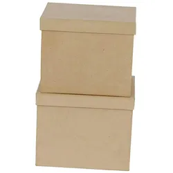 Décopatch Braunes Pappmaché, Set mit 2 rechteckigen Boxen - Kartonbraun BTS911C