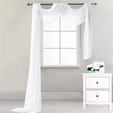 Lsimeru Überlänge Querbehang Freihanddeko Weiß Transparent Voile Gardinen Querbehang Dekoschals Hochzeit Party Hintergrund Vorhang Deko 1 Stück,548x132cm