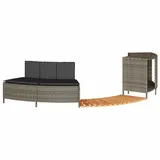 vidaXL Whirlpool-Umrandung Grau Poly Rattan Massivholz Akazie