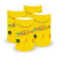itenga 6X Windlicht Tischlicht aus Folie I Schulanfang Endlich Schuldkind Tafelmotiv I 10,0 x 21,0 cm I ideal als Tischdeko I geeignet für Teelichter oder LED-Kerzen (gelb)