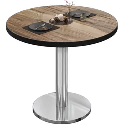 BN | Bistrotisch | Ø:H 60 x 72 cm | Schwarzer Rand | Sheesham / Edelstahl | Rund