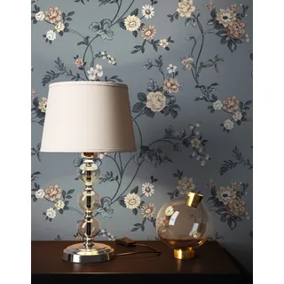 NEWROOM Tapete Grau Vliestapete Blumen - Blumentapete Landhaus Beige Weiß Blüten Wiese Romantisch inkl. Tapezier-Ratgeber