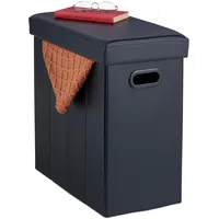 Relaxdays Sitzhocker mit Stauraum, Kunstleder, gepolstert, Faltbarer Hocker, Wohnzimmer, HBT: 49 x 48,5 x 27 cm, schwarz
