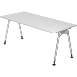 bümö Schreibtisch Schreibtisch Serie-A, Rechteck: 180 x 80 cm – Dekor: Weiß weiß