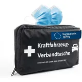 Floordirekt KFZ-Verbandtasche inkl. 2 Masken - Erste-Hilfe-Tasche nach DIN 13164 - Europaweit gültig - Verbandskasten Set für Auto & Motorrad (ohne Warnweste)