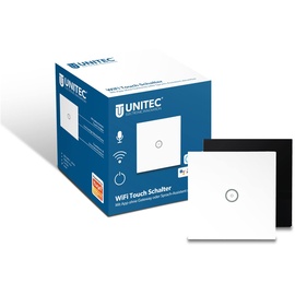 Unitec WIFI Touch Schalter schwarz Glasoptik, Tuya-App, Unterputz