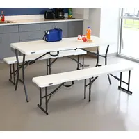 Lifetime Kunststoff Bierzeltgarnitur 3-teilig Weiß 183x70x74 cm