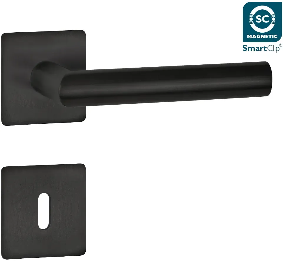 Hermat Türgriff Türdrücker Drückergarnitur Basic 02 flach Smartcclip Magnetic smoke black