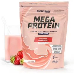 Mega Protein Erdbeere. Eiweißshake Proteinpulver mit Whey & Casein. 500 g EINHEITSFARBE 500g