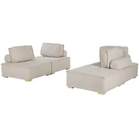 Modular Sofa Set Polsterbezug beige zwei 2-Sitzer-Sofas mit Kissen Modern Tibro