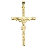 Kreuzanhänger JOBO "Anhänger Kreuz Kruzifix", gelb (gelbgold 585), Schmuckanhänger, Damen, Gelbgold 585, 585 Gold