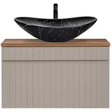 Lomadox Waschtisch Unterschrank 80 Cm Kaschmir Aufsatzwaschbecken Schwarz Marmoriert Iraklio-56-cashmere B/h/t Ca. 80,4/63/46 Cm
