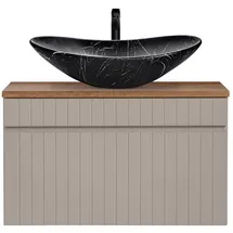 Lomadox Waschtisch Unterschrank 80 Cm Kaschmir Aufsatzwaschbecken Schwarz Marmoriert Iraklio-56-cashmere B/h/t Ca. 80,4/63/46 Cm