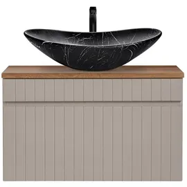 Lomadox Waschtisch Unterschrank 80 Cm Kaschmir Aufsatzwaschbecken Schwarz Marmoriert Iraklio-56-cashmere B/h/t Ca. 80,4/63/46 Cm