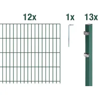 GAH Alberts Alberts Komplettset Doppelstabmattenzaun mit Überstand, 2,5 m Matten, Grün, 6|5|6, Klemmlasche