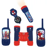 Lexibook Lexibook, Spidey & Seine super Freunde, Komplettes Abenteurer-Set, für Kinder, 120m Walkie-Talkies, Fernglas, Taschenlampe, Kompass, Rot/Blau, RPTW11SP