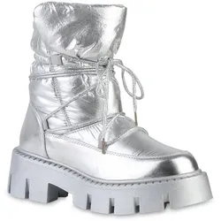 Damen Plateau Boots in Silber