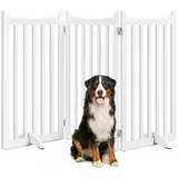 Yaheetech Absperrgitter Hund Schutzgitter, HxB: 90,5 x 151,5 cm, kaminschutzgitter mit 2 Stützfüßen, Faltbares hundegitter, Treppengitter, Absperrgitter für Küche/Flur/Treppe/Balkon, 3 Paneelen, Weiß