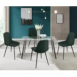 INOSIGN Essgruppe »Danny-Miller«, (Set, 5 tlg., Set 140 cm), Glastisch 140x80 cm mit 4 Stühlen (Cord), Gestell aus Metall,