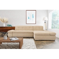 DOMO. Collection Ecksofa Moric / Eckcouch mit Bett / Sofa mit Schlaffunktion in L-Form Couch mit Armlehnfunktion/ 300x172x80 cm / Schlafsofa in beige