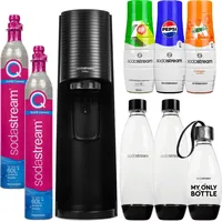 Wassersprudler SodaStream Terra Black + 3 Flaschen + Sirupe 7UP, Pepsi, Mirinda + Kartusche - Schwarz