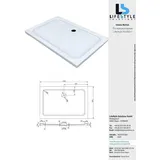 Glaszentrum Hagen - Acryla' 120x80x5 Cm Flache Duschtasse Weiß Rechteck