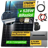 EPP.Solar All In One 1760W Solaranlage Komplettset inkl. Speicher 3,2 kWh Anker SOLIX Solarbank E1600 PRO mit Smarter Zähler und Balkongeländer Rund