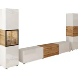 INOSIGN Wohnwand »BERLIN III«, (Komplett-Set, 3 St.), moderne grifflose Mediawand Breite 260 cm, Vitrine mit Verglasung, weiß