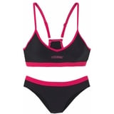 VENICE BEACH Bustier-Bikini, Damen schwarz-pink, Gr.36 Cup C/D,