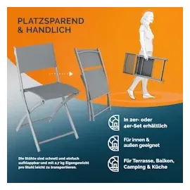 CASARIA Gartenstuhl Gartensessel 46 x 52 x 80 cm grau 2 St.