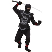 Widmann - Kinderkostüm Black Ninja, Samurai, Krieger, Kämpfer, Faschingskostüme, Karneval