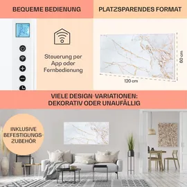 Klarstein Infrarotheizung mit Thermostat, 700W Elektroheizung, Smart Home Bild-Infrarotheizung zur Wandmontage, IR mit IoT/WiFi App-Control, Feucht... - Weiß