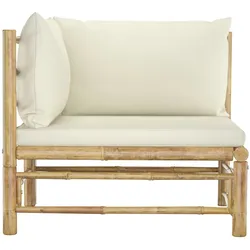 vidaXL Garten-Ecksofa mit Kissen Cremeweiß Bambus
