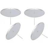 Spetebo 4er Set Kerzenpick mit Dorn - 7 cm / silber