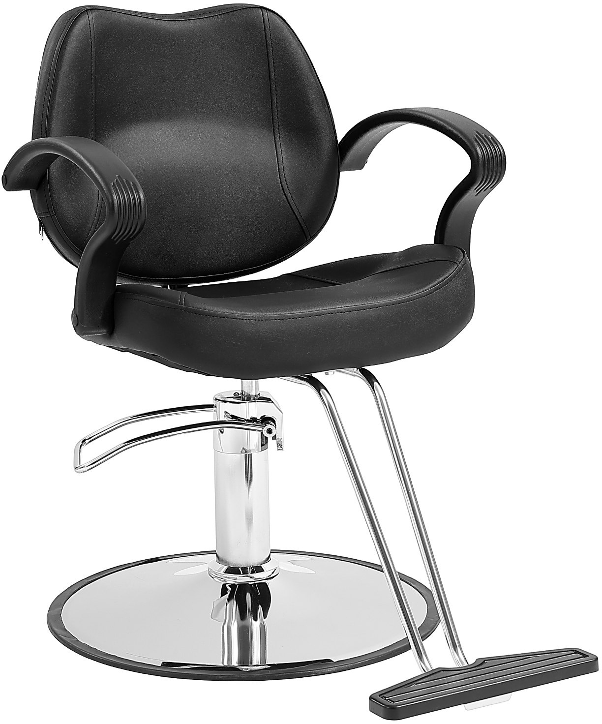 VEVOR Friseurstuhl 150 kg Gewichtskapazität Friseursessel aus Schwamm PU Holzplatte Eisen Bedienungsstuhl höhenverstellbar Barbersessel 360° drehbar Barberstuhl Friseureinrichtung 97 x 60x 89 cm