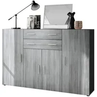 Vladon Highboard, Anthrazit, 166.5x106.5x35 cm, Wohnzimmer, Kommoden & Sideboards,