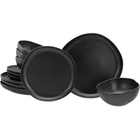 CreaTable Tafelservice Natura Organic schwarz Steinzeug 12 tlg. -