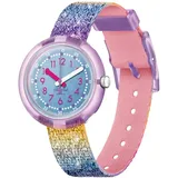 Flik Flak Shine in Rainbow 32 mm Gehäuse lila Silikonarmband Silber